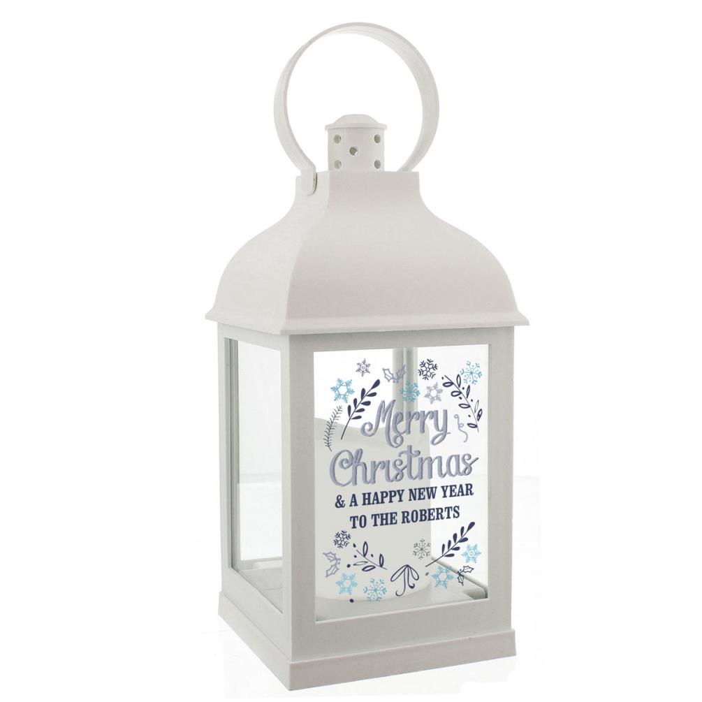 Personalised Christmas Frost White Lantern £15.29